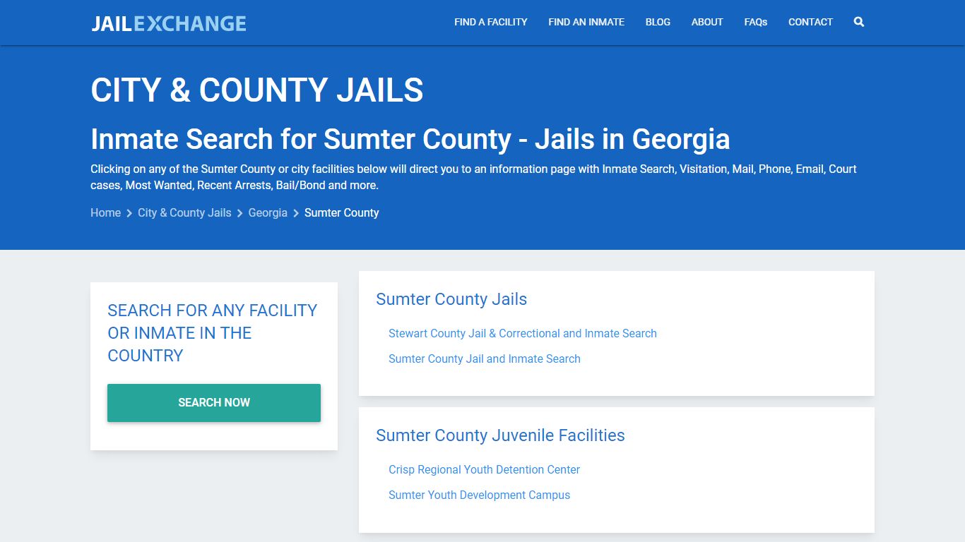 Inmate Search for Sumter County | Jails in Georgia - Jail Exchange